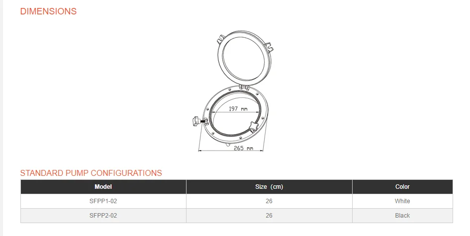 

SEAFLO Marine Boat Porthole Portlight with 26cm Window 265mm White/Black