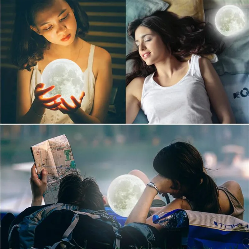 СВЕТОДИОДНЫЙ 3D ночник лампа в виде Луны с дистанционным управлением