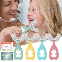 childrens toothbrush 360 degree u shaped baby toothbrush with handle silicone oral care cleaning brush for children aged 2 12