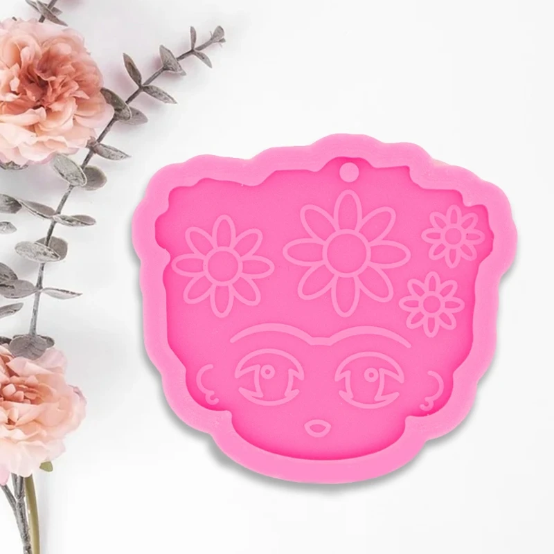 

Shiny Glossy Necklace Epoxy Resin Mold Sun Flower Face Keychain Silicone Mould