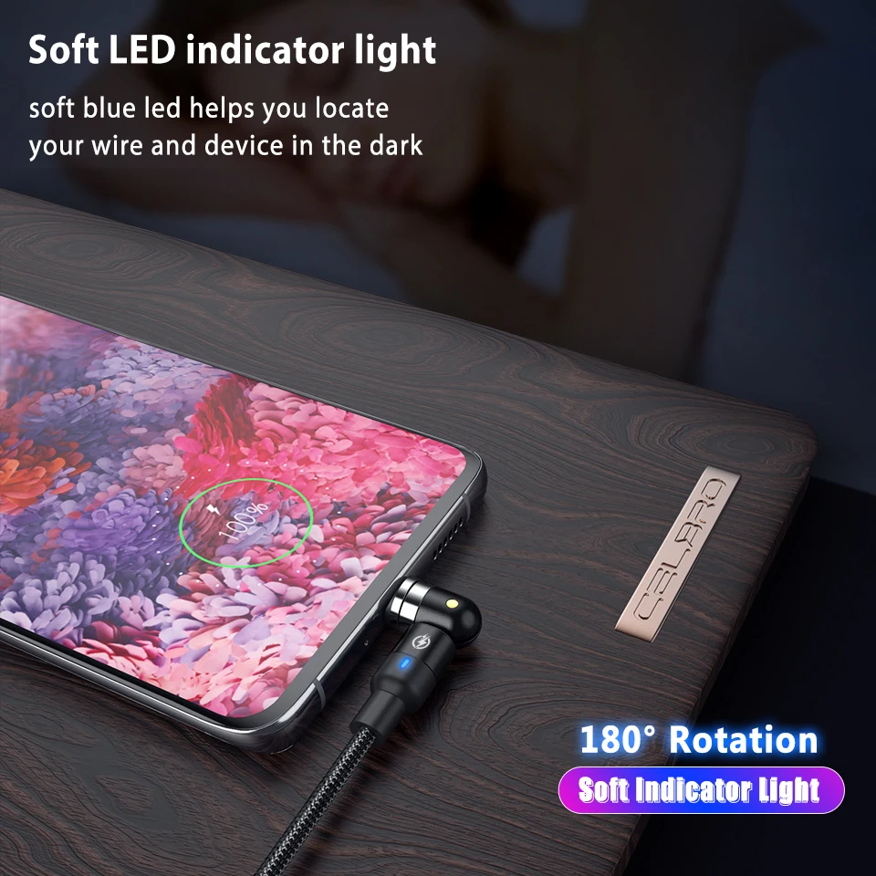 Магнитный зарядный кабель Usb Type-C 3 А 2 м магнитный Дата-кабель Micro 360 ° 90 QC 0 для Samsung