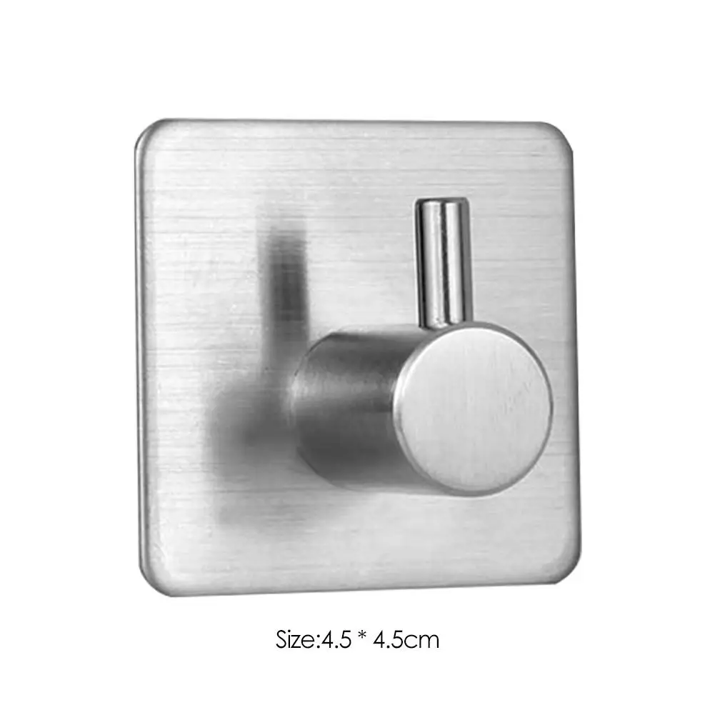 

2/4/6pcs Stainless Steel Towel Hooks Waterproof Round/Square Self-adhesive Wall Mounted Kitchen Bathroom Accessories