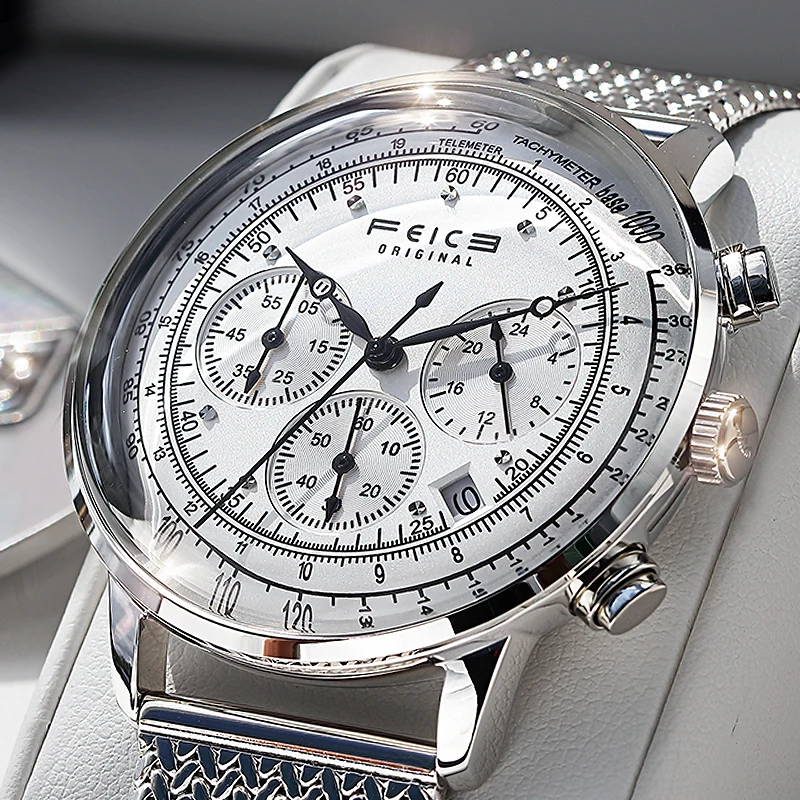 

Часы наручные FEICE Мужские кварцевые, деловые спортивные водонепроницаемые модные популярные многофункциональные с датой