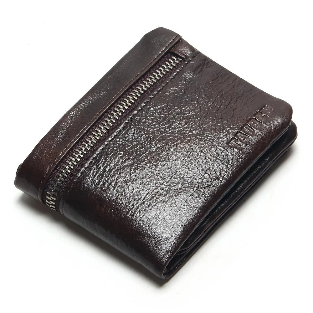 

Men's Cow Leather Wallet Zipper & Hasp Top Leather Wallet Coin Purse