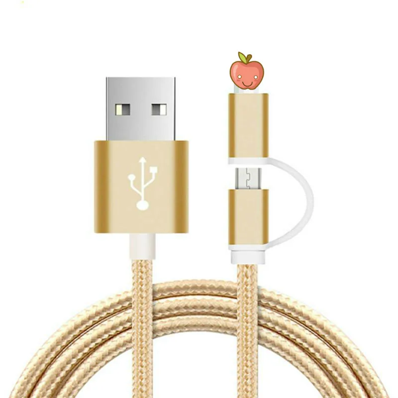 2 в 1 USB кабель 8Pin type C Быстрый миниатюрный usb-порт зарядный для iPhone X 8 7 Plus samsung S9 S10