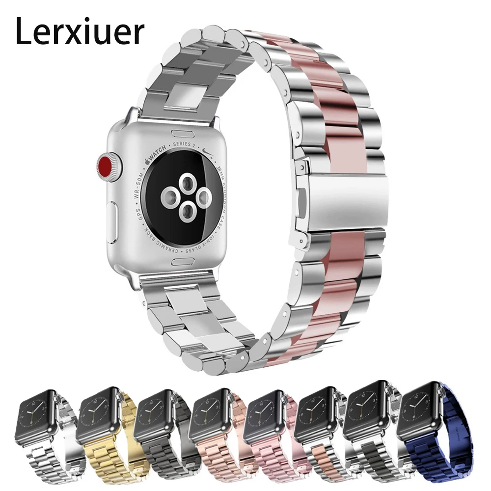 Однотонные Нержавеющая сталь наручных часов iWatch, Ремешок Браслет для наручных часов Apple Watch, версия 1, 2, 3, 42 мм, 38 мм, версия металлический ремешок для наручных часов Iwatch, 4/5 40 мм 44 мм