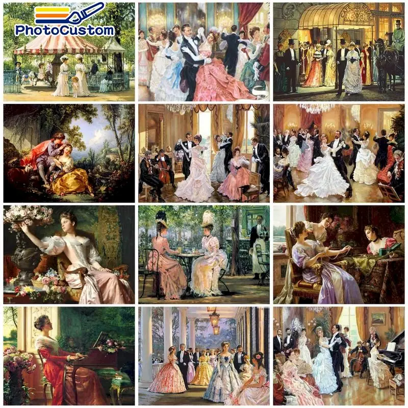 

PhotoCustom Diy Acrylic Drawing By Numbers Figure Kits For Adultt Picture Dance Girl DIY Wall Art Paints by numbers