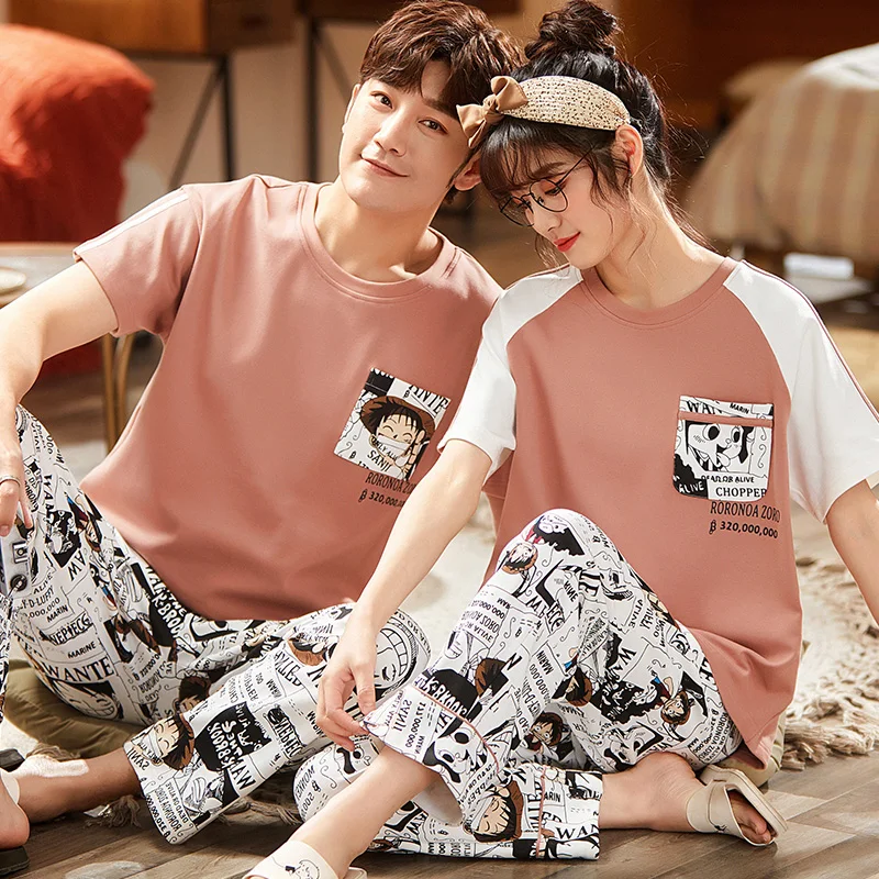Couples pijamas set Women's pajamas Man Sleepwear Cotton Pajamas with pant sleep tops pijama mujer conjuntos de pijama Free ship