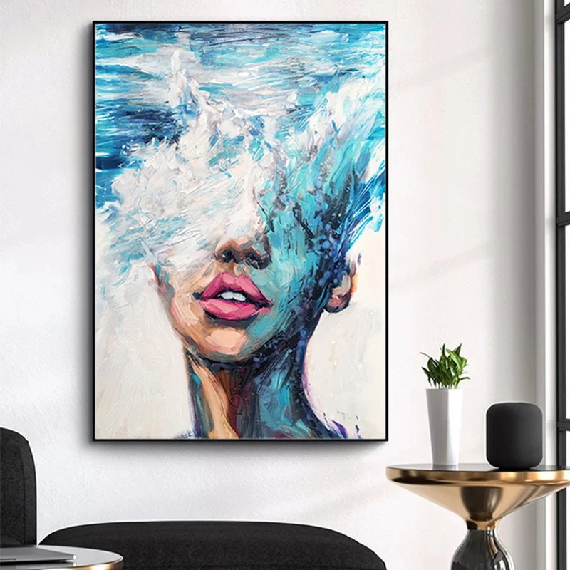 

Abstract Women Blue Art Oil Paintings on Canvas Characters Posters Prints Pictures Home Decoration Living Room Wall Art Pictures