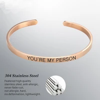 3 colors laser engraved phrase youre my person personality cuff bangles mantra bracelets men women jewelry gifts for lovers