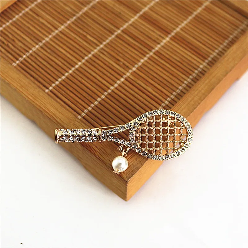 Куифари золотая ракетка для бадминтона – брошь Европейского и Американского стиля в ретро-стиле с жемчугом, платье с иглой для многофункциональных женщин.