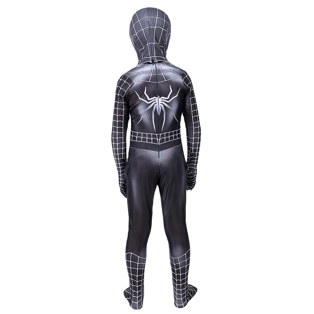 Детский костюм черного человека паука из лайкры и спандекса Человек паук для