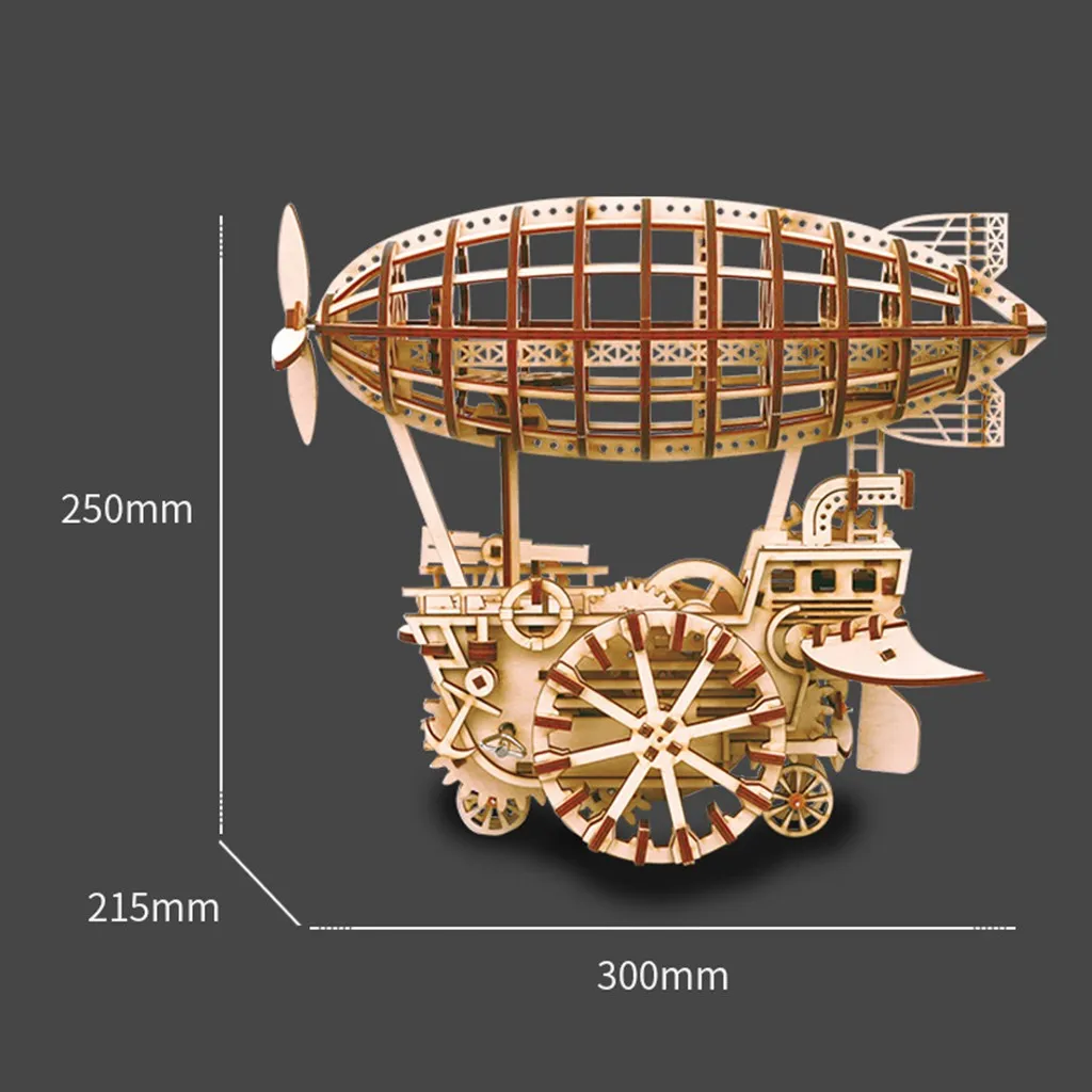

DIY wooden house puzzle decoration hot air balloon airship 3D three-dimensional puzzle intelligence development 30X21.5X25cm