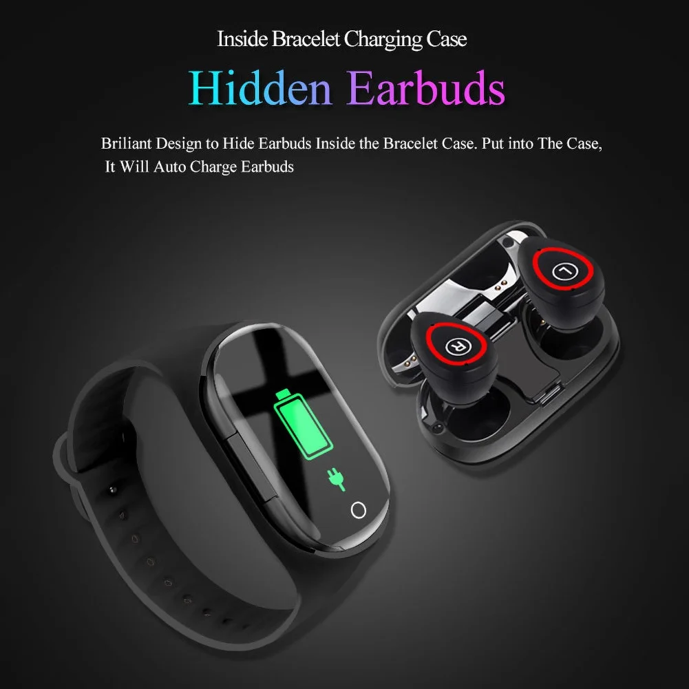 Умный Браслет M1PRO Bluetooth-наушники водонепроницаемые 2 в 1 экран пользовательского