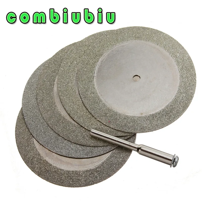

Combiubiu 6pcs/Set 50mm Diamond Cutting Discs Wheel & Drill Bit For Rotary Dremel Tool Saw Blade