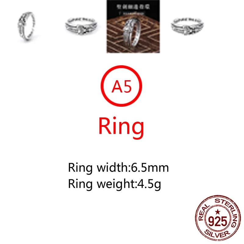 

A5-100% s925 sterling silver ring jewelry punk cross letter style personality thin wave ring retro couple shape 2020 new hot