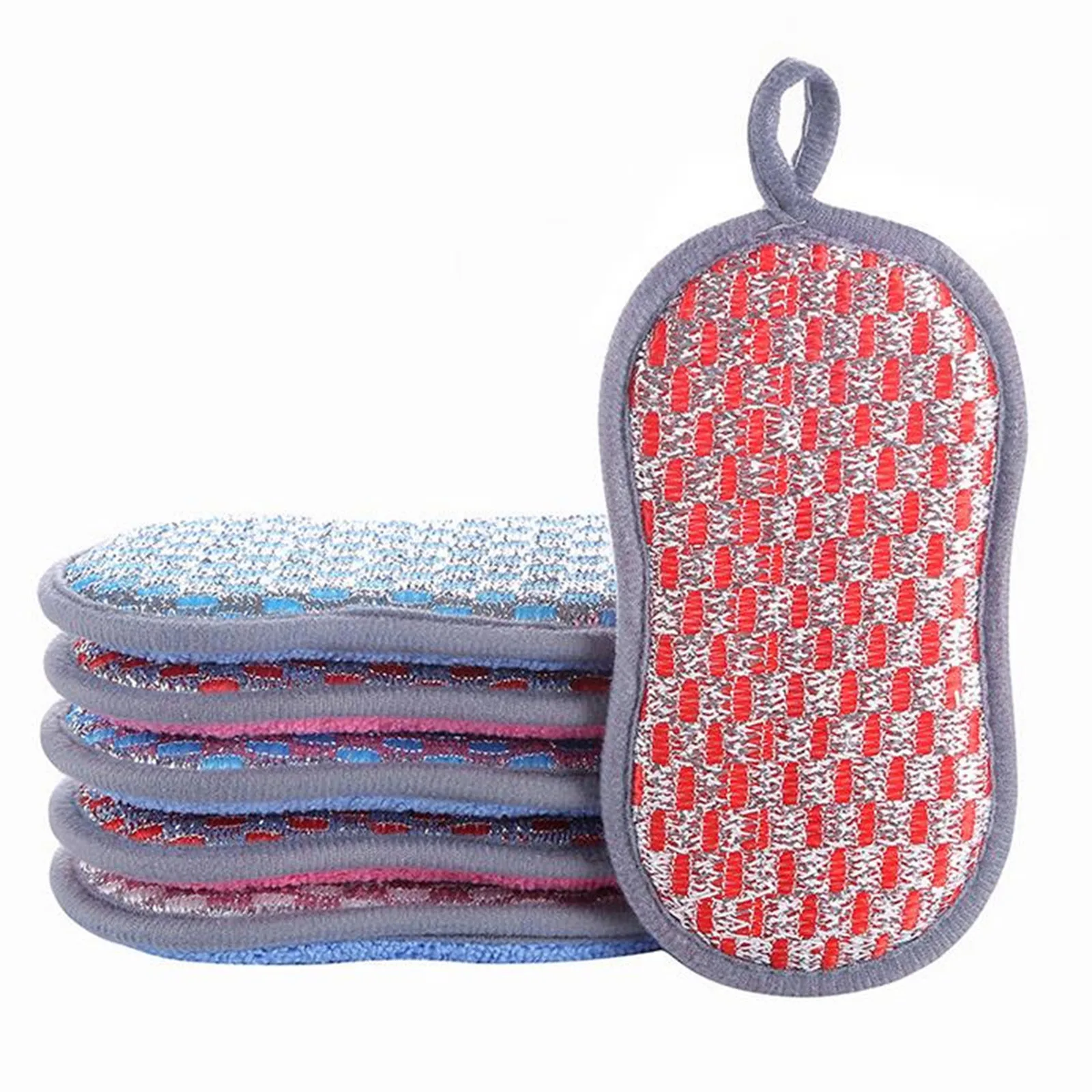 

9pcs Kitchen Strong Nonstick Oil Fiber Dish Washing Towel Bowl Washing Cloth Rag Sponge Double Sided Household Washing Brush #Y5