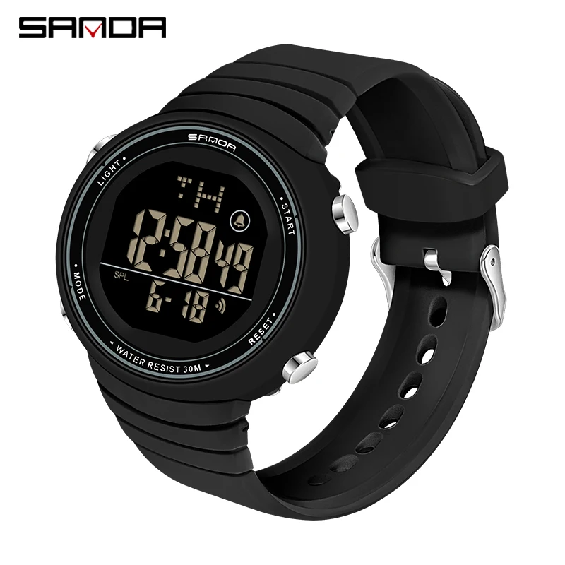 

SANDA Brand Digital Watch For Mens Sports Water Resistant Alarm Stopwatch Black Watch Diving Swimming Reloj Hombre