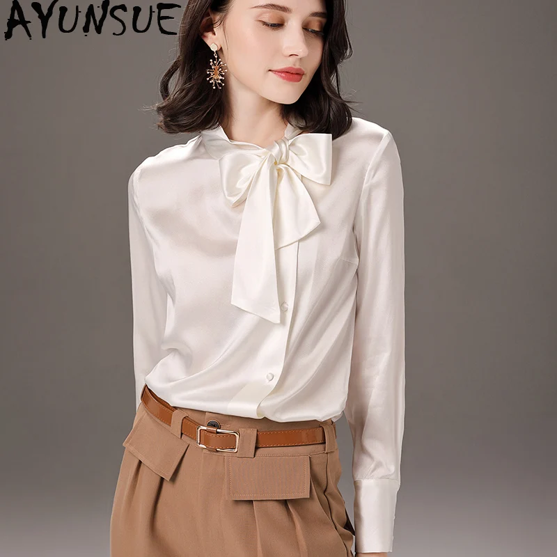 Real Silk Blouse Women Clothes 2020 Spring Long Sleeve Shirt Women Blouses High Quality Ladies Tops Elegant Shirts Ropa Mujer MY