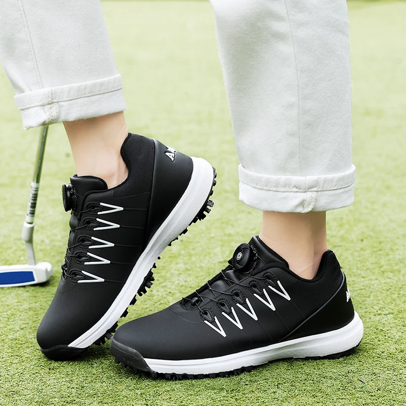 

Autumn 2020 Golf Men Shoes Black White Outdoor Gym Shoes Men Professional Mens Golf Shoes High Quality Quick Lacing f shoes Man