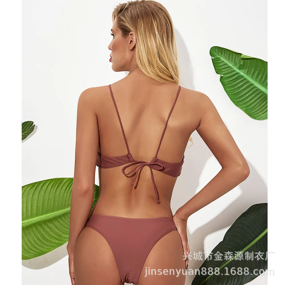 

Sexy Bikini 2021 Summer Swimsuit Women Two Pieces High Waist Bikini Push Up Swimwear Halter Bathing Suit Split Female Swimsuit