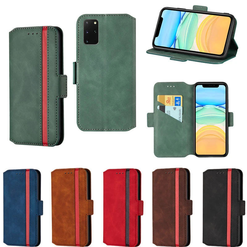 Кожаный флип чехол для S7 S8 S9 S10 5G S20 Plus Магнитный Samsung A51 A71 A41 A01 A11 A21 A50 A70 A90 A20E A2 Core Note
