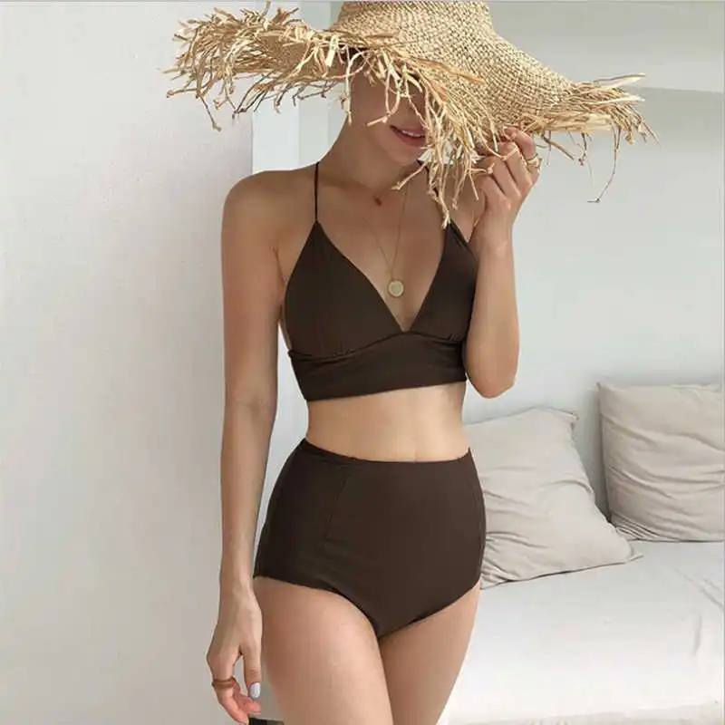 

Women's Swimsuit Sexy Small Chest Gathering Steel Bracket Cover Your Belly with High Waist Thin Hot Spring Split Bikini Seaside