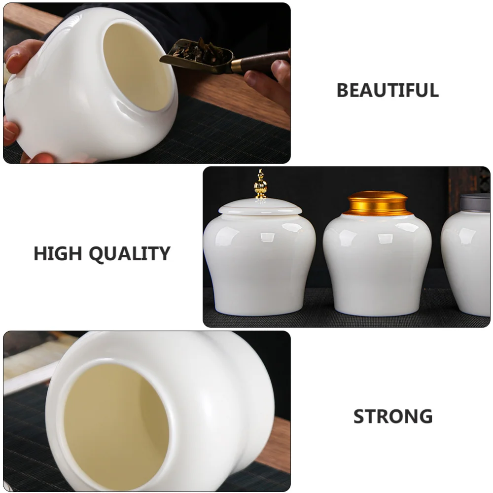 

1Pc Ceramic Sealed Storage Jar for Tea Durable Tea Storage Pot for Home (White)