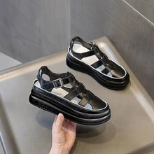 Rome Baotou – sandales pour femmes, nouvelles chaussures, semelles épaisses, décontractées, ajouré, éponge, planche à gâteaux, grande Explosion, été, 2021  (4)