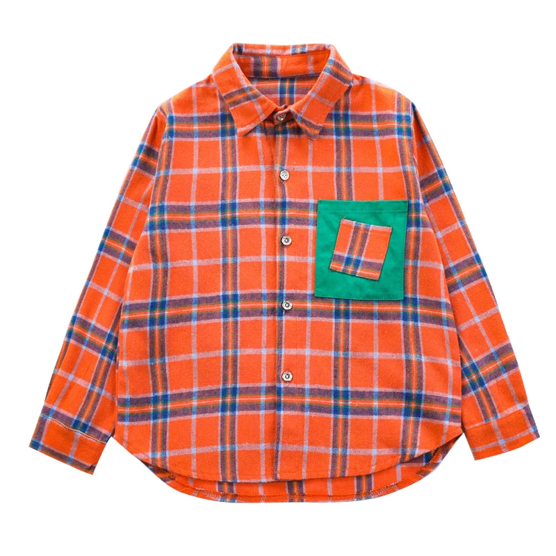 

2021 New Cotton Boy Shirts Plaid Shirts Long Sleeve Turn Down Collar Kids Children's Clothing For 1-12 Years Baby Boy Clothes