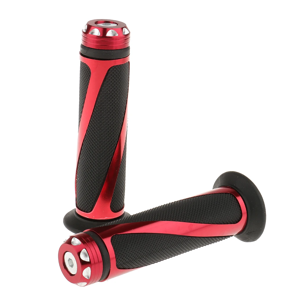 

Bike Motorcycle Aluminum Rubber Gel Hand Grips Bar End For Handlebar 7/8"