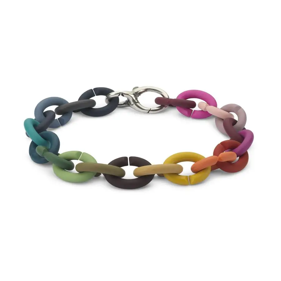 

Rubber Plated Acrylic Chain Bracelet for Women Geometric Chain Handmade Bracelet Wholesale Accessories Rainbow Silver Bracelet