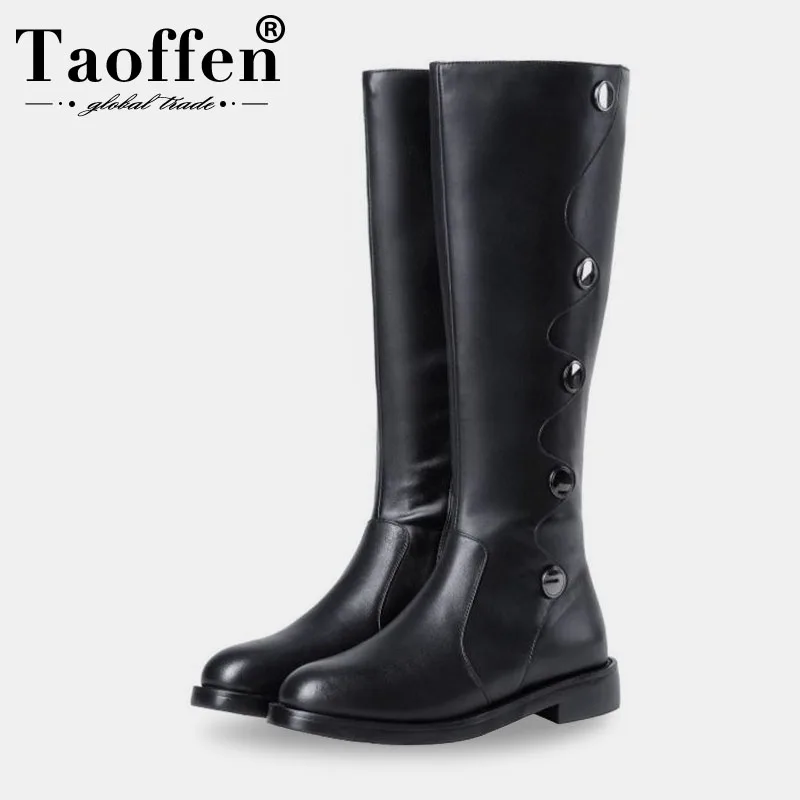 Taoffen/женские сапоги до колена из высококачественной натуральной кожи в