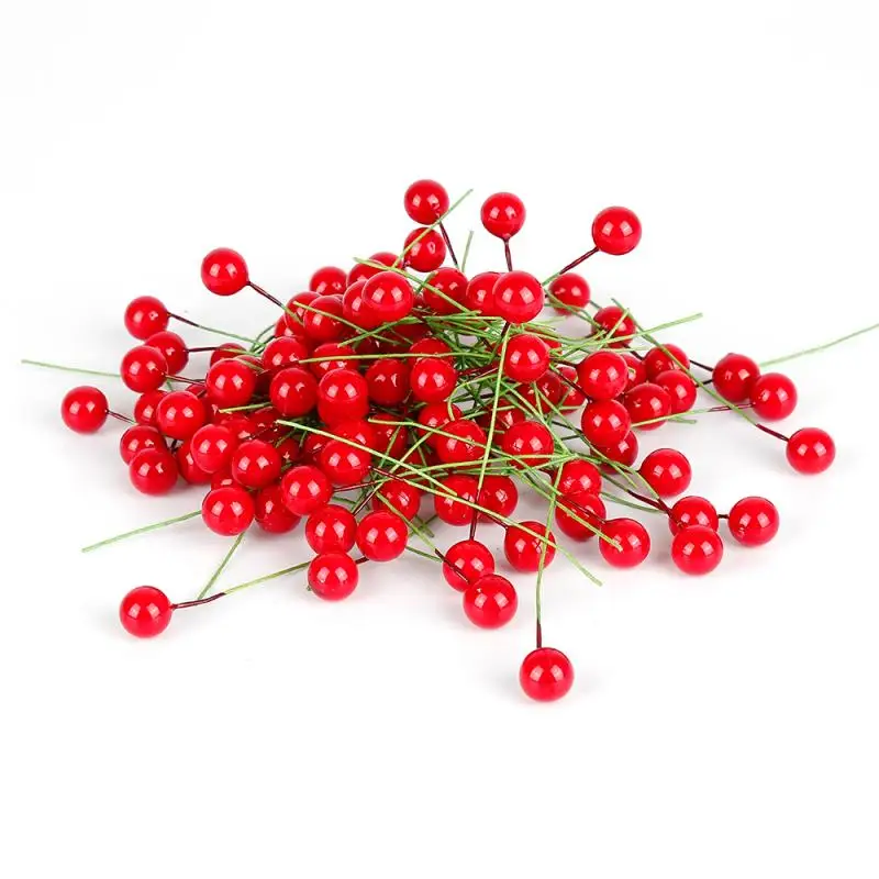100PCS(10mm) 100 шт, искусственные ягоды, Рождественский Декор для дома,, счастливый год, рождественская елка, украшение для свадьбы, рождественский подарок, украшение - Цвет: 100PCS(10mm)