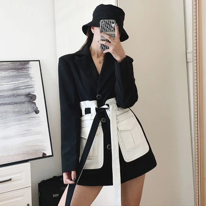 2021 женский Однобортный блейзер с длинным рукавом Женский пальто в стиле пэчворк