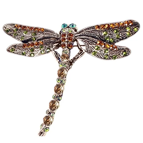 

Vintage Female Crystal Stone Wedding Jewelry Cute Dragonfly Party Brooches For Women Dainty Zircon Sweater Skirt Accessories