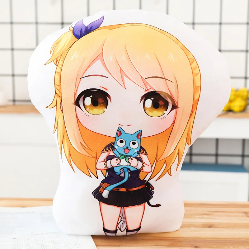 Аниме сказочная подушка для хвоста игрушка Нацу Люси Эрза серая Мягкая Плюшевая