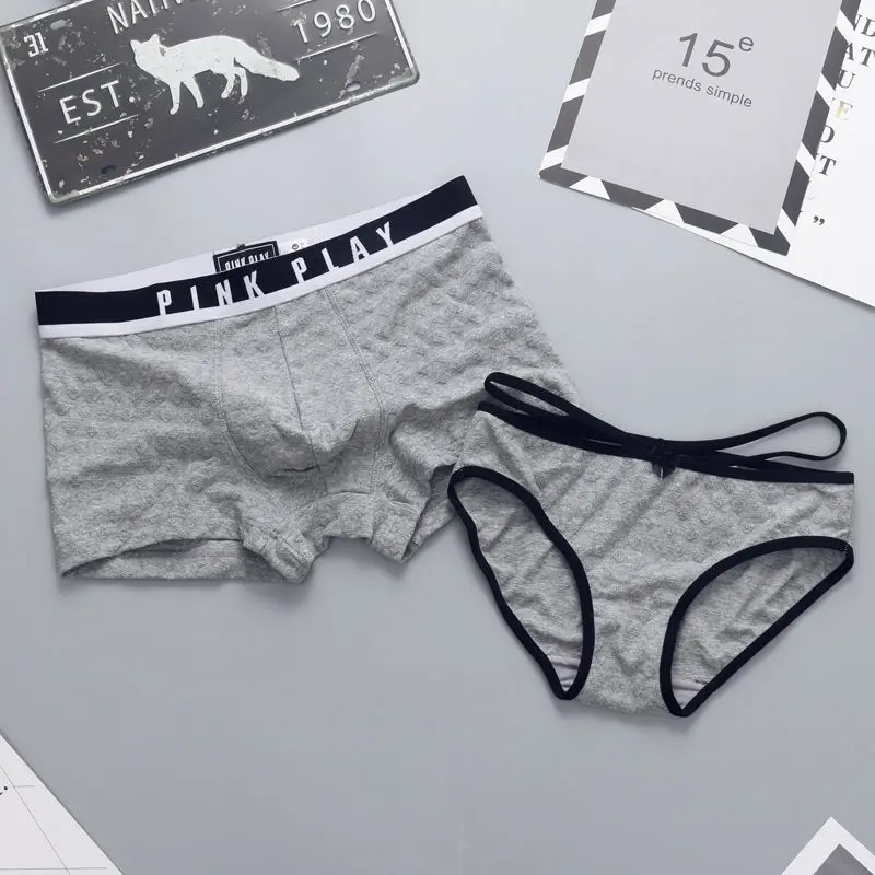 Couple Panties Set Cotton Panties Solid Low-Rise Cozy Lingerie Men Underwear Sexy Women's Underpants Intimates Couple Underwear
