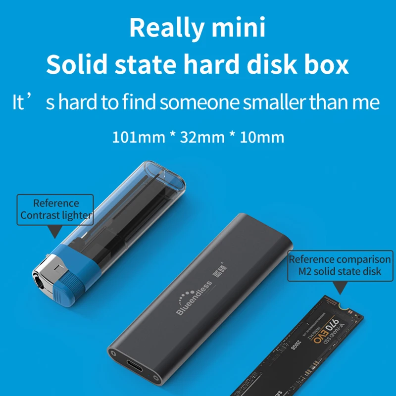 Blueendless Mini M.2 чехол для жесткого диска 10 Гбит/с Gen1 Gen2 1G в 1 Второй алюминиевый корпус