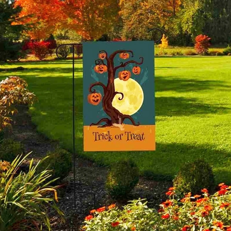Fall Pumpkin Maple Leaves Garden Flag Double Sided Decorative Hanging Linen Banner For Outdoor Yard Lawn Patio Porch Far | Дом и сад