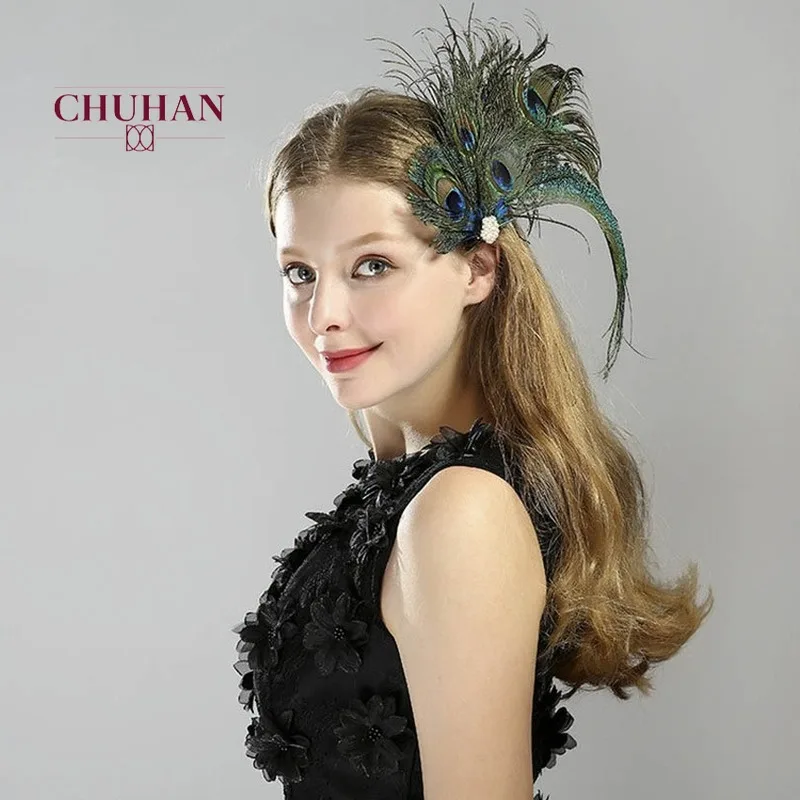CHUHAN заколка для волос средства укладки Свадебная вечеринка с перьями головной