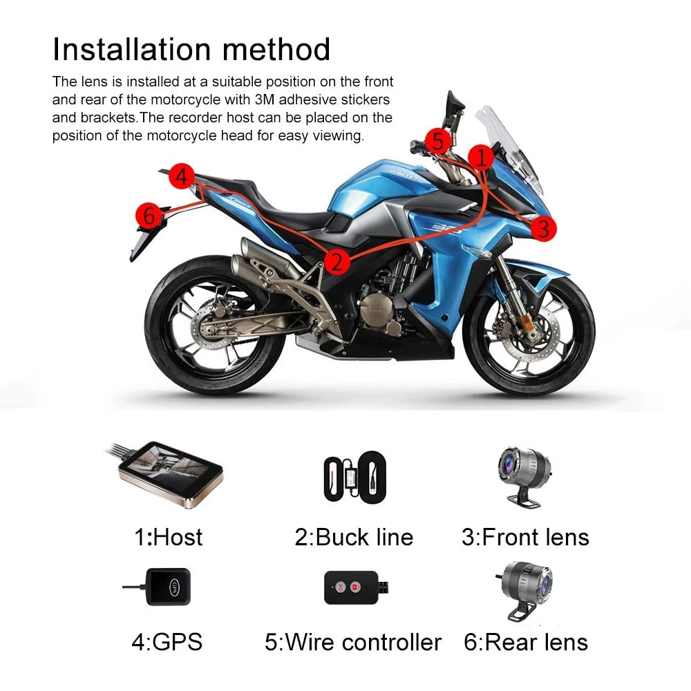 Лучшая мотоциклетная камера видеорегистратор для мотоцикла 1080P с двумя
