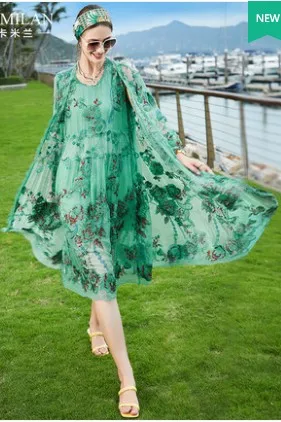 Женское шелковое платье с вышивкой и шелковая рубашка Новинка лета 2021|Женские