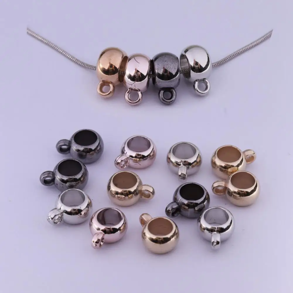 

50Pcs/lot Pendant Clip Clasps Bail Hooks Gold Silver CCB Big Hole Bead Spacer Loose Beads Connector For Jewelry Making Supplies