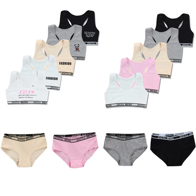 Для девочек Хлопковый спортивный костюм Спортивный бюстгальтер Бюстгальтер для