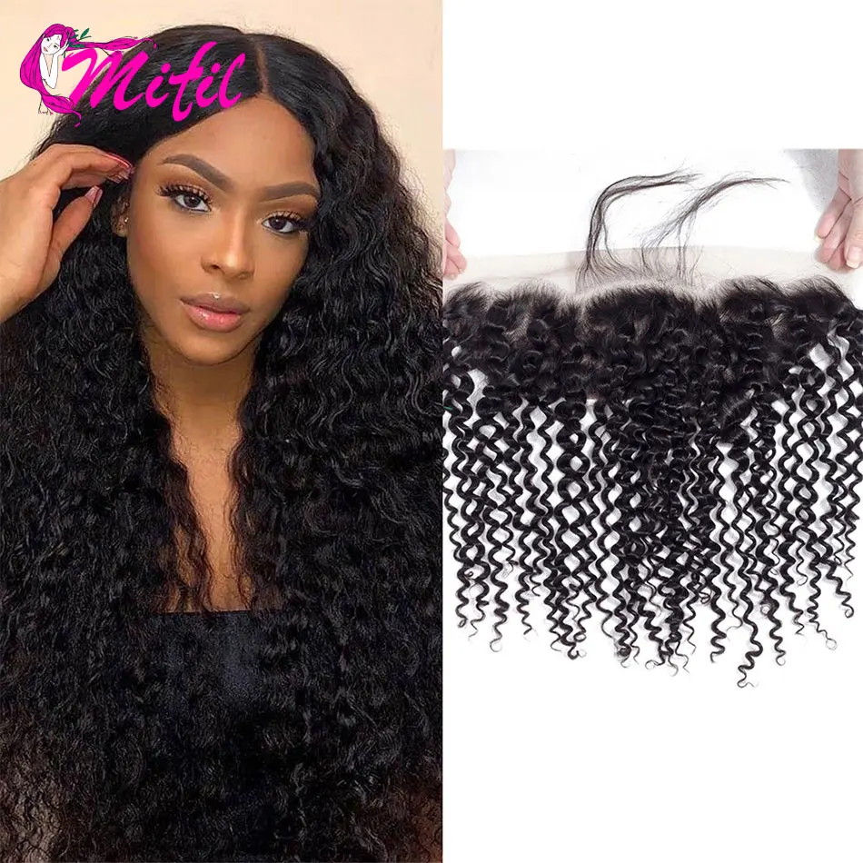 

14-22Inch Kinky Curly Closure Remy Human Hair 13x4 HD Transparent Lace Front Pre-plucked Baby Hair Women Swiss Lace Closure Only