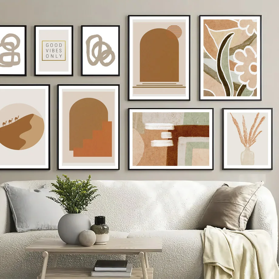 

Beige White Burnt Orange Abstract Neutral Boho Nordic Poster Quote Wall Art Print Canvas Painting Decor Pictures For Living Room