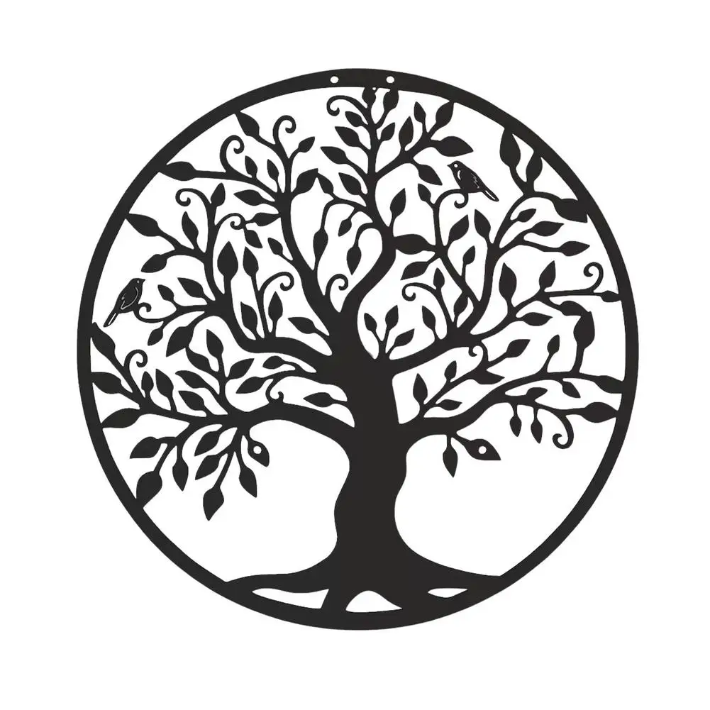 

3D Round Wall Hanging Sculpture Decoration 28cm Tree Of Life Iron Art Home Room Hanging Ornament Iron Tree Wall Decoration