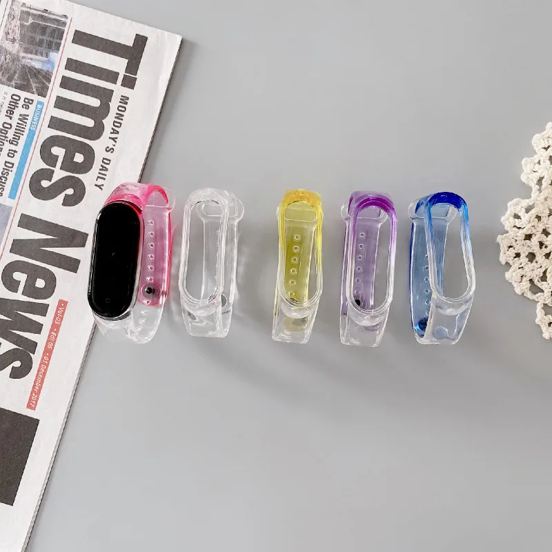 1Pc Fashion Transparent Strap Replacement Bracelet For Xiaomi Mi band 5 Portable Durable Colorful Band | Электроника