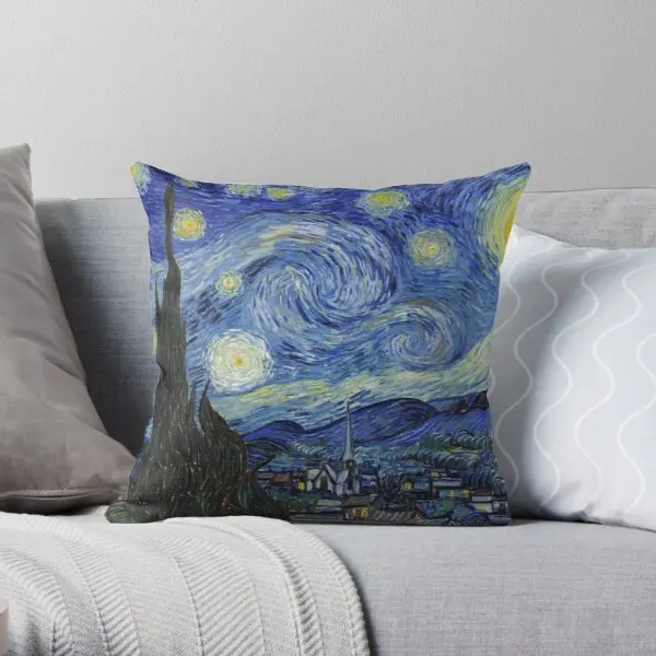 

Starry Night Vincent Van Gogh Printing Throw Pillow Cover Hotel Office Cushion Home Comfort Car Fashion Pillows not include